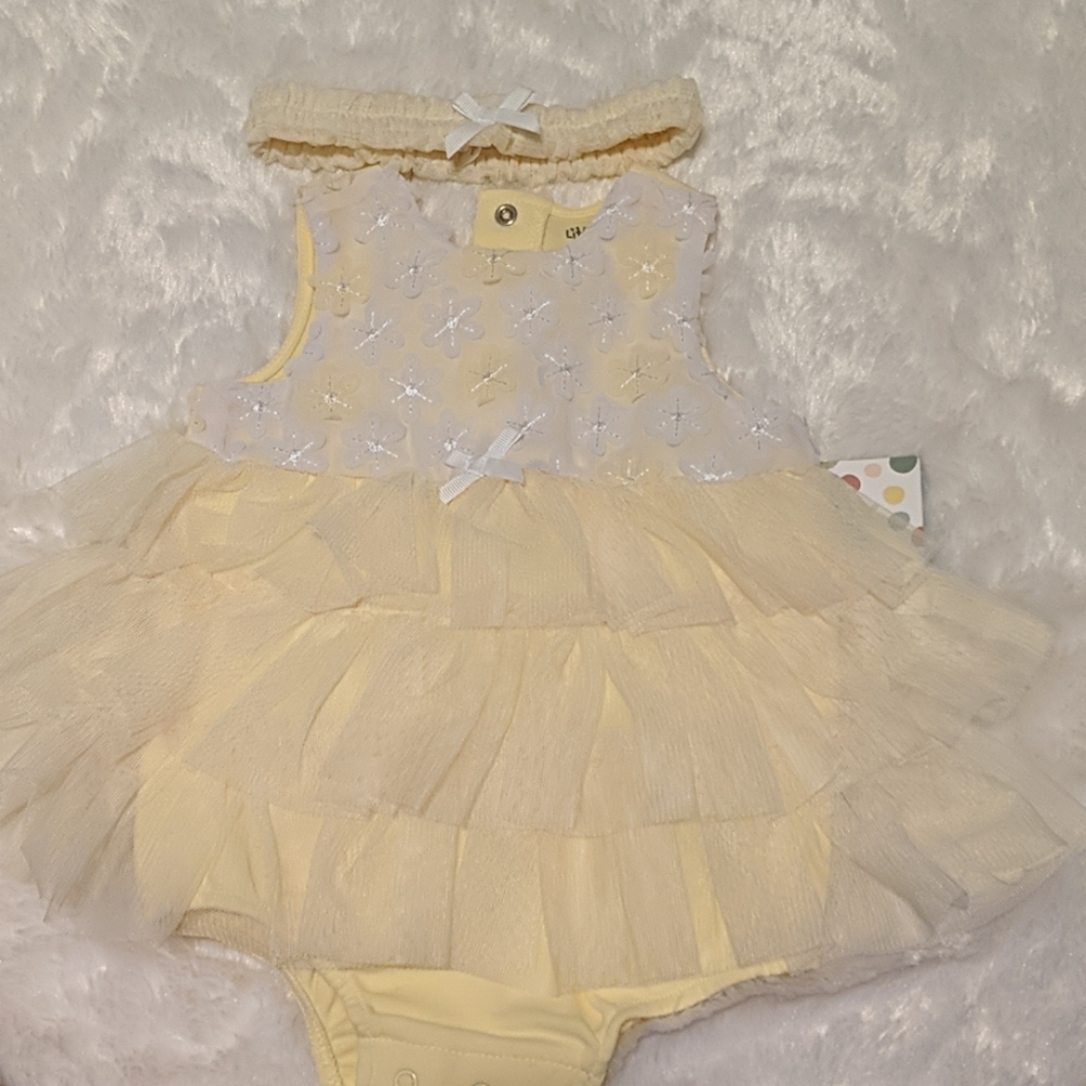Yellow Baby Girl Romper with Matching Headband